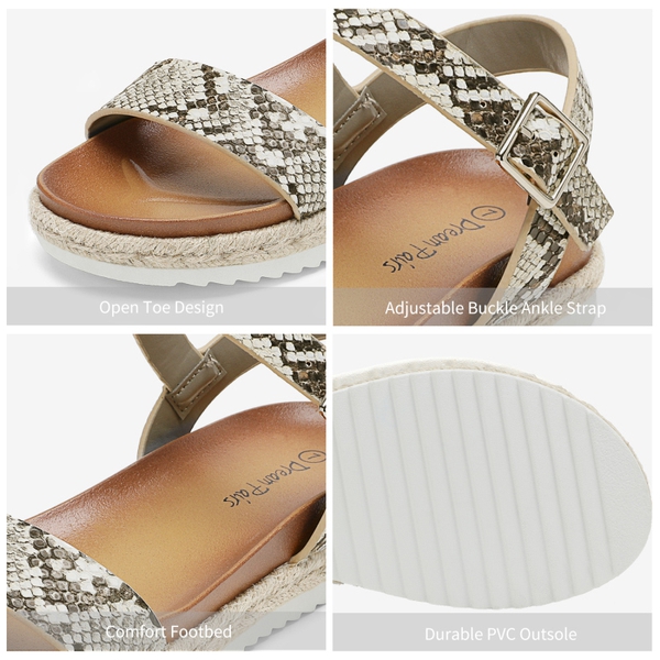 Espadrille Platform Sandals - BEIGE SNAKE PU - 3